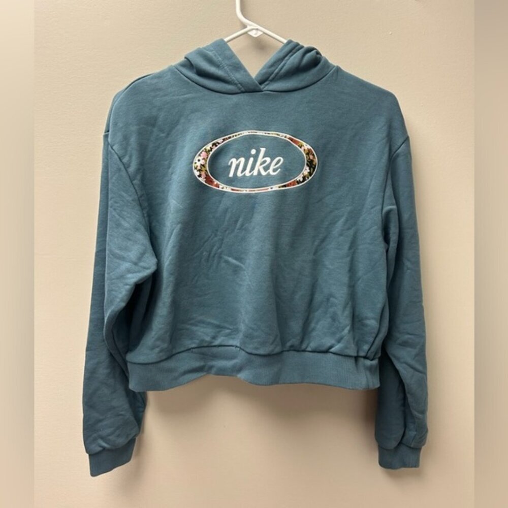 Nike Women’s Ash Green Floral Print Cropped Hoodie